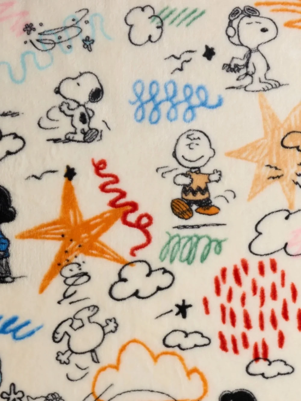 Peanuts Plush Blanket with Sketch Print - NWT